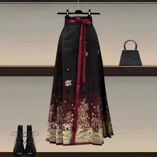 New Chinese style Hanfu skirt women's 2026 early spring new high-end temperament versatile improved horse face skirt