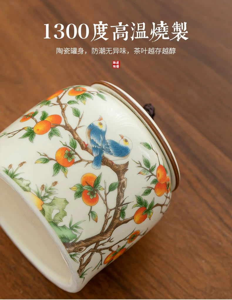 persimmon ruyi persimmon ceramic tea jar sealed jar tea jar storage jar storage jar empty jar household ornament ideas - AuraKin