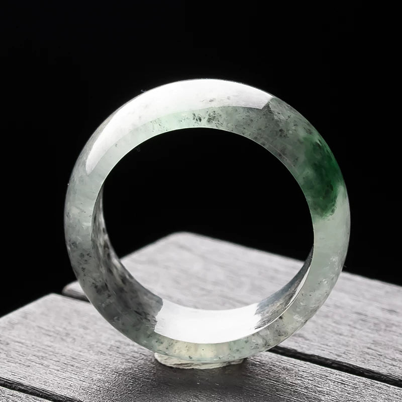 Live Streaming: Natural Black-bone Chicken Burmese Jadeite Ring, Ring, Ring, Ring for Men and Women, Ring with Certificate
