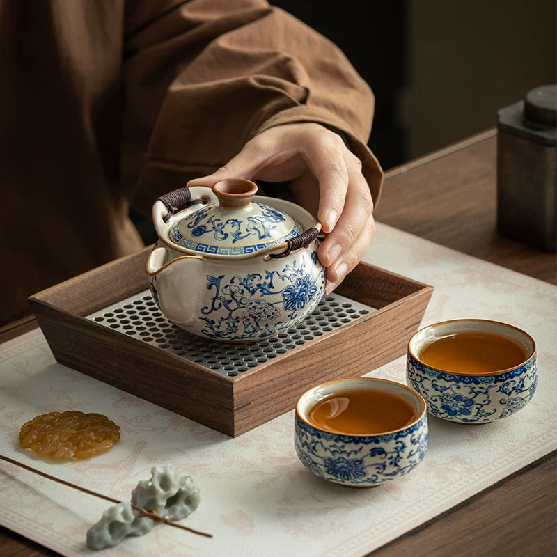 AuraKin Ru Kiln Forbidden City ceramic kung fu tea set gift box