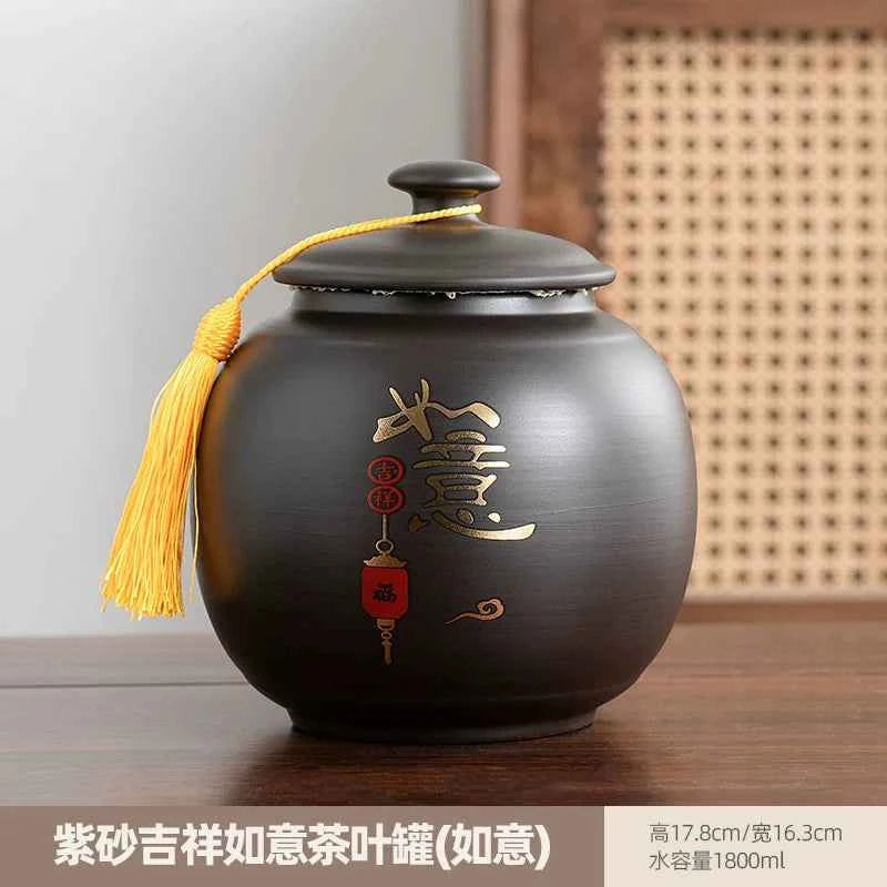 Boutique high-grade purple sand tea cans, tea cans, storage tanks, household moisture-proof sealed cans, Pu'er black tea, white tea, advanced sense