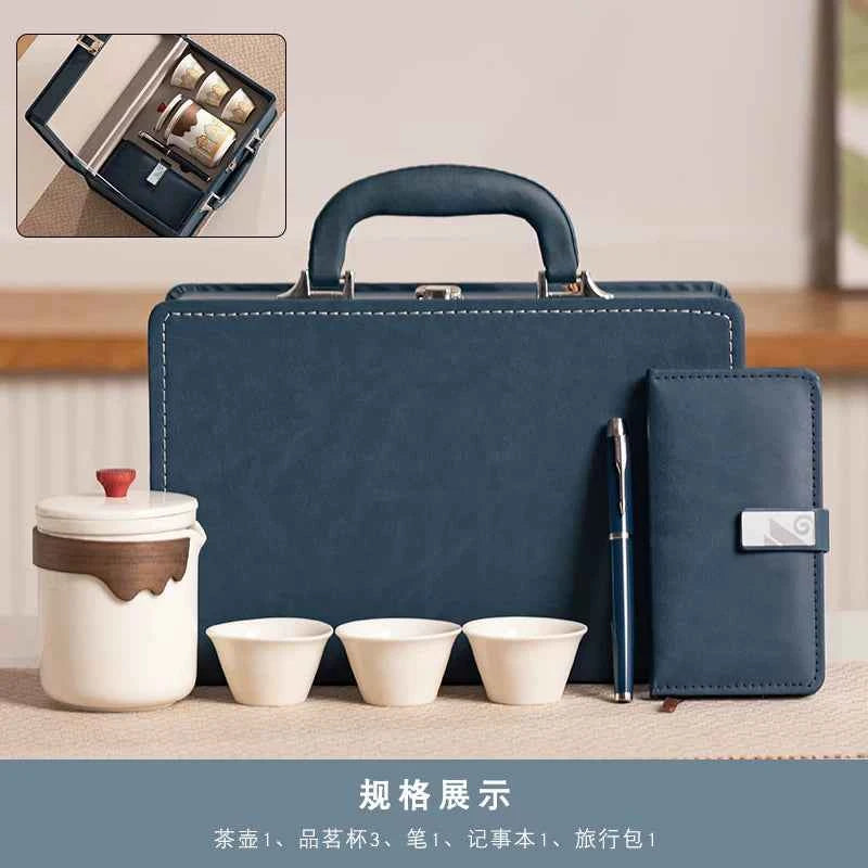 AuraKin travel portable ceramic tea set for outdoor and office tea rituals
