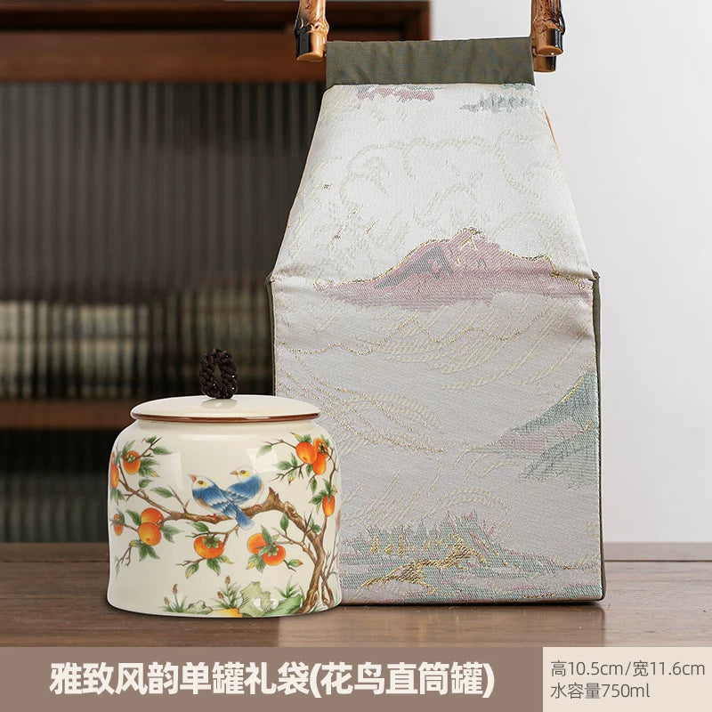 persimmon ruyi persimmon ceramic tea jar sealed jar tea jar storage jar storage jar empty jar household ornament ideas - AuraKin