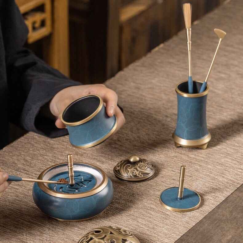 Xiangyun incense seal nine-piece set, blue rhyme beating incense seal gift box set, household incense seal burner incense seal set gift