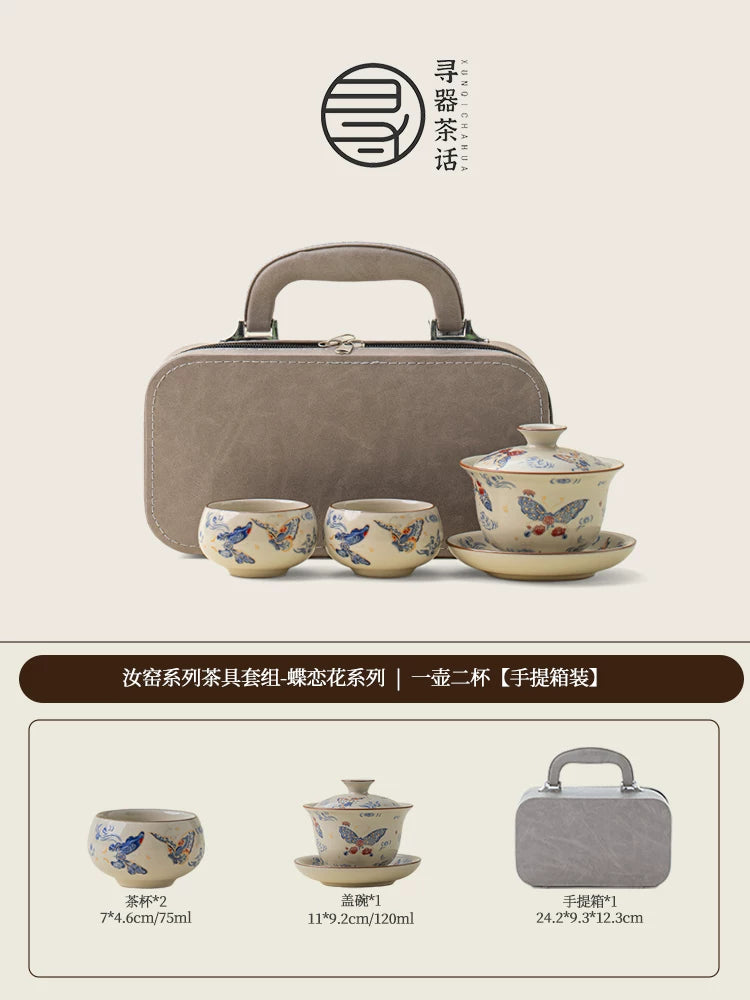 AuraKin Ru Kiln Forbidden City ceramic kung fu tea set gift box