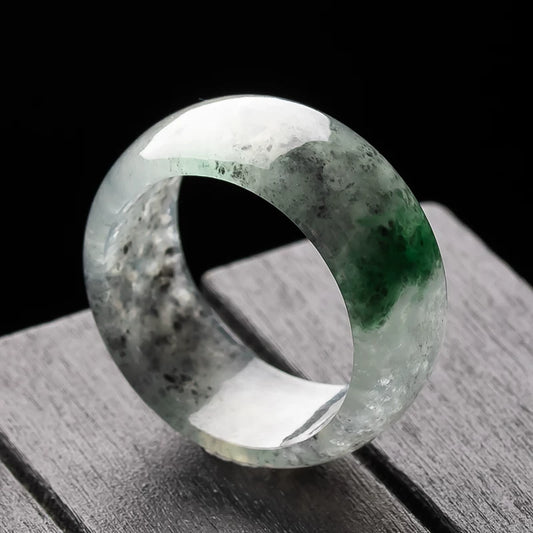 Live Streaming: Natural Black-bone Chicken Burmese Jadeite Ring, Ring, Ring, Ring for Men and Women, Ring with Certificate