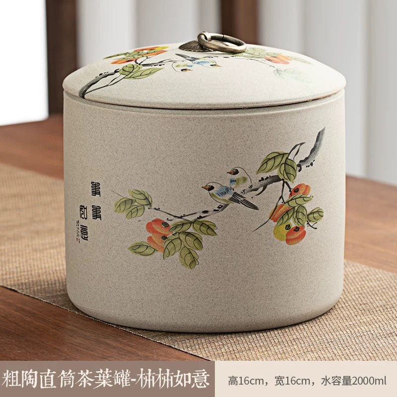 persimmon ruyi persimmon ceramic tea jar sealed jar tea jar storage jar storage jar empty jar household ornament ideas - AuraKin