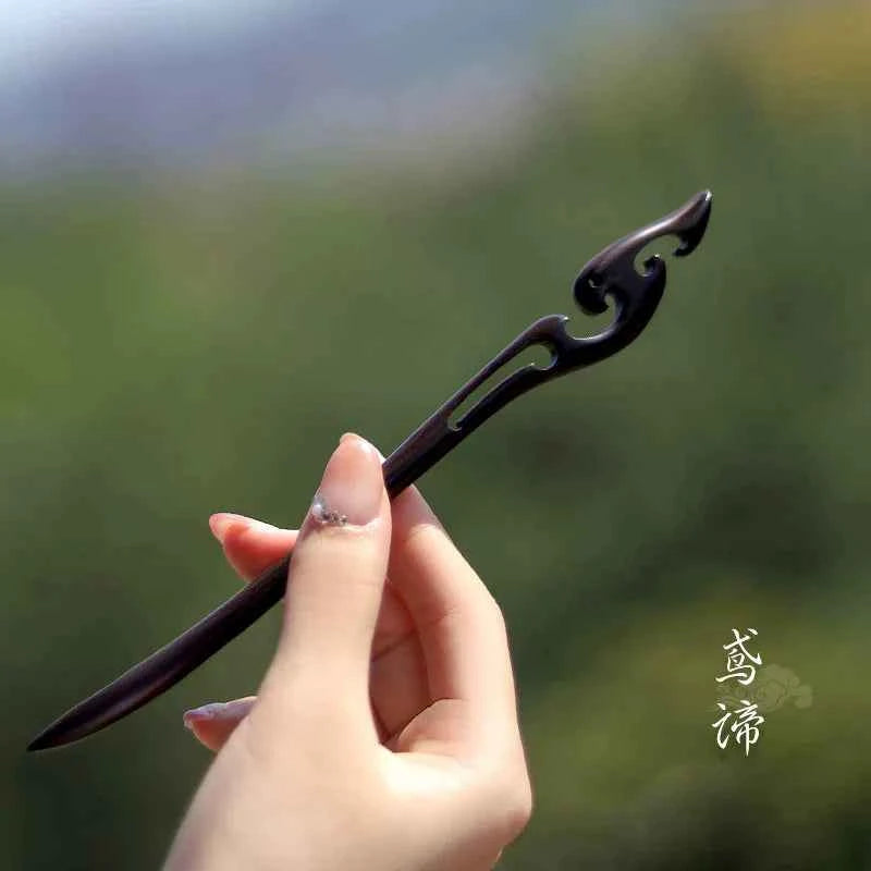 Ebony hairpin, new Chinese style, ancient style, daily hair updo hairpin for women, simple and elegant sandalwood hairpin, wooden plain hairpin