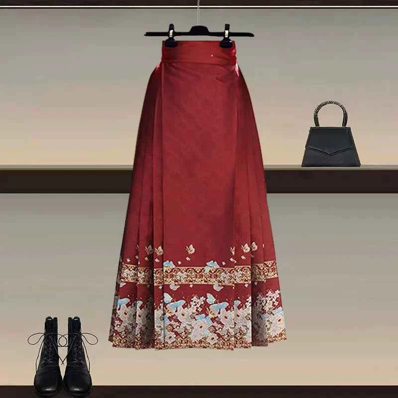 New Chinese style Hanfu skirt women's 2026 early spring new high-end temperament versatile improved horse face skirt