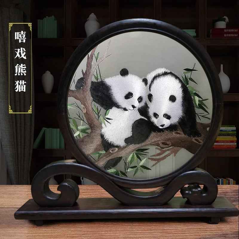 Shu embroidery double-sided embroidery screen ornament Sichuan tourist souvenir hand-embroidered gifts for foreigners with Chinese style characteristics