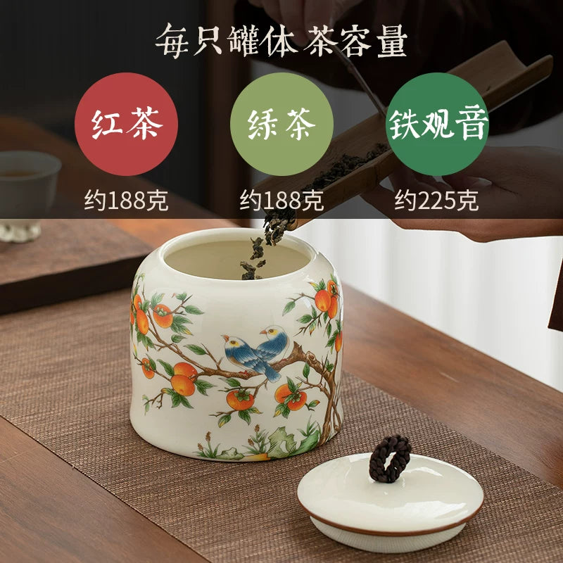 persimmon ruyi persimmon ceramic tea jar sealed jar tea jar storage jar storage jar empty jar household ornament ideas - AuraKin
