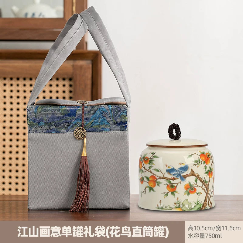 persimmon ruyi persimmon ceramic tea jar sealed jar tea jar storage jar storage jar empty jar household ornament ideas - AuraKin