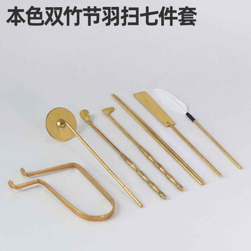 AuraKin brass incense seal tool set with burner spoon and incense accessories