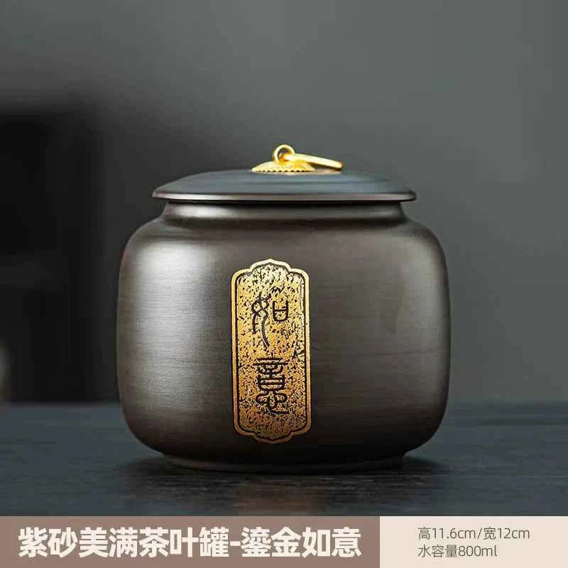 Boutique high-grade purple sand tea cans, tea cans, storage tanks, household moisture-proof sealed cans, Pu'er black tea, white tea, advanced sense