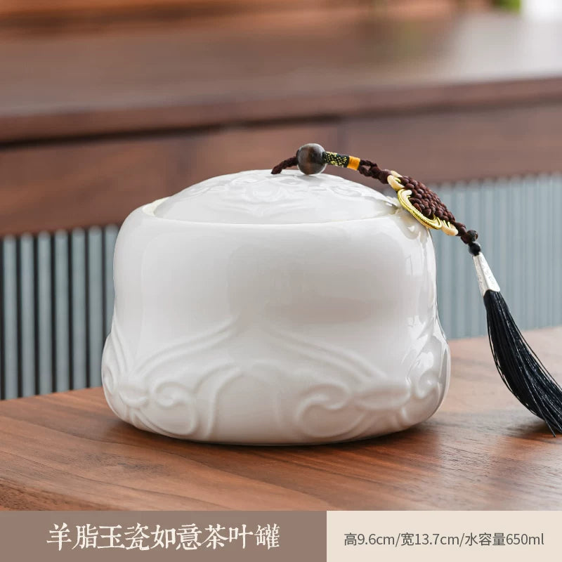 persimmon ruyi persimmon ceramic tea jar sealed jar tea jar storage jar storage jar empty jar household ornament ideas - AuraKin