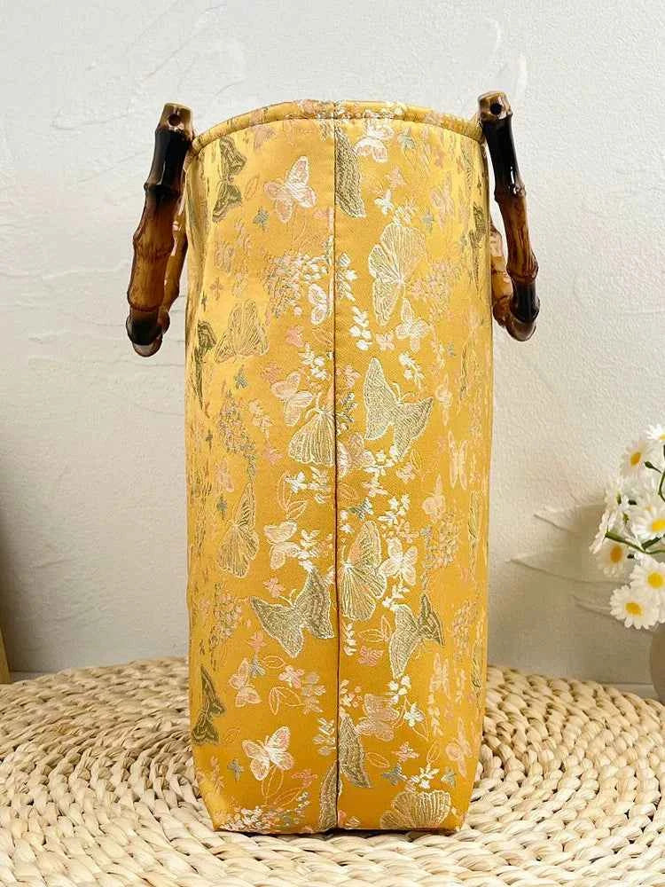 Original Design New Chinese Temperament Bamboo Retro Large Capacity National Style Classical Cheongsam style Tote bag