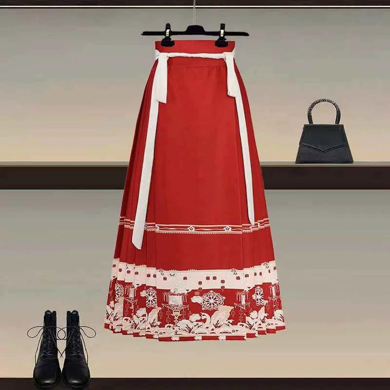 New Chinese style Hanfu skirt women's 2026 early spring new high-end temperament versatile improved horse face skirt
