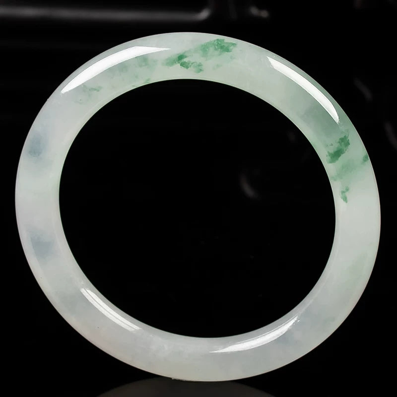 Genuine Myanmar natural jadeite bracelet female jade bracelet jadeite rough stone jade ice glutinous species floating flowers yang green violet