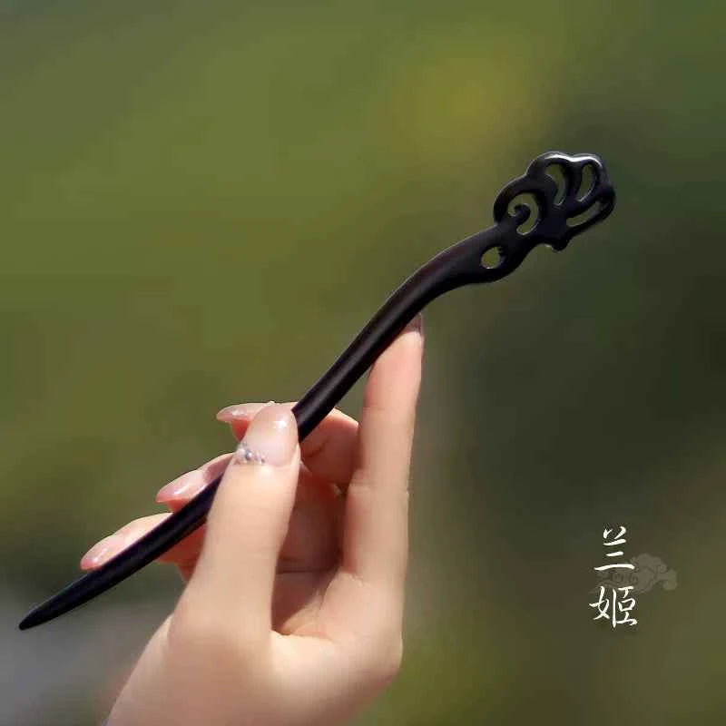 Ebony hairpin, new Chinese style, ancient style, daily hair updo hairpin for women, simple and elegant sandalwood hairpin, wooden plain hairpin
