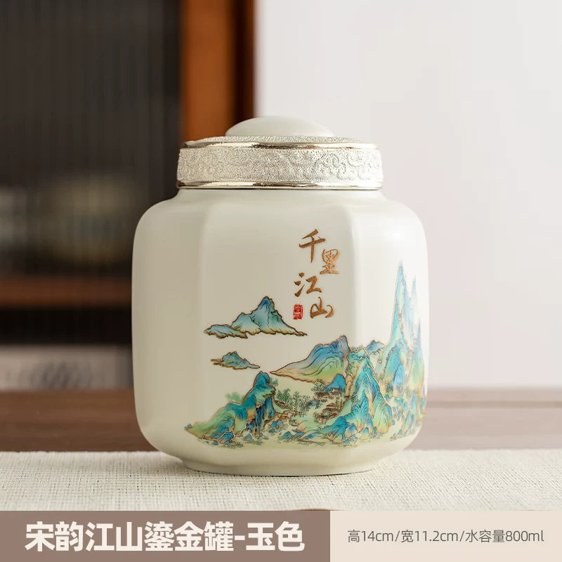 persimmon ruyi persimmon ceramic tea jar sealed jar tea jar storage jar storage jar empty jar household ornament ideas - AuraKin