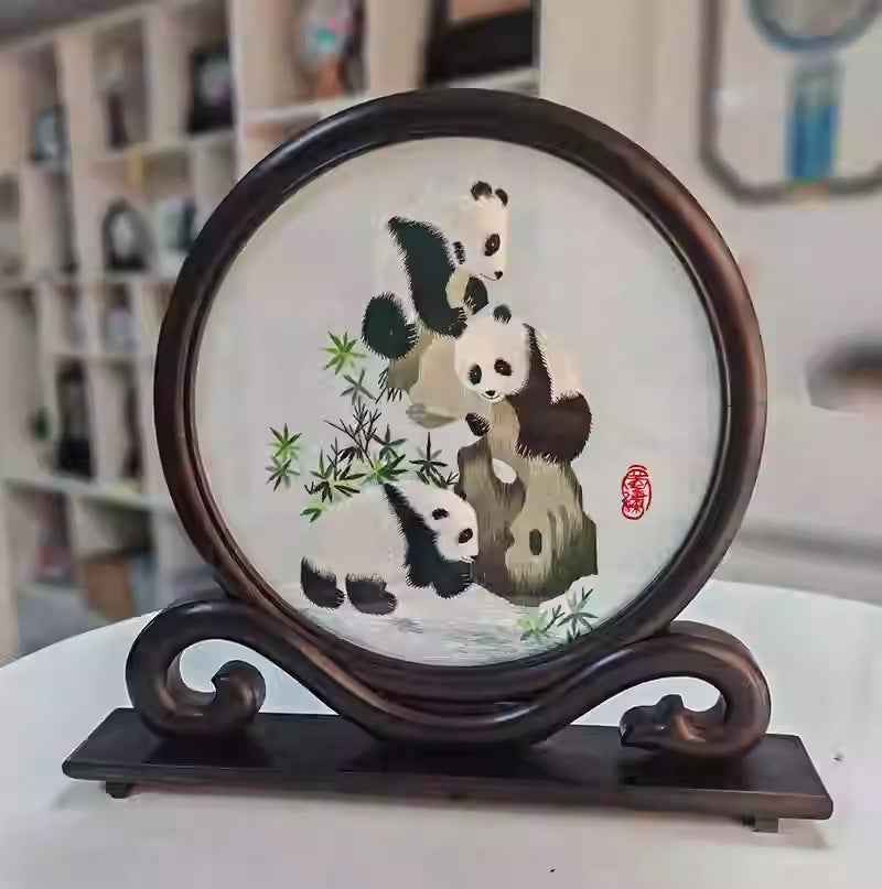 Shu embroidery double-sided embroidery screen ornament Sichuan tourist souvenir hand-embroidered gifts for foreigners with Chinese style characteristics