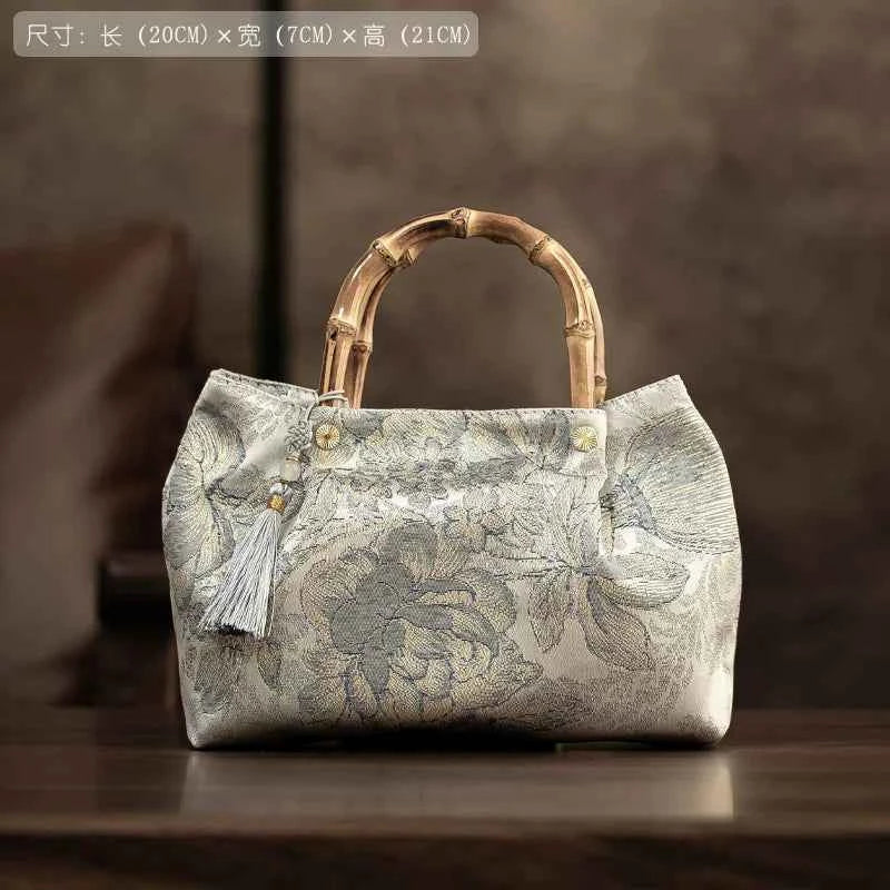 Guofeng New Chinese Bamboo Handbag with Cheongsam Mini Handbag Women's 2026 New Thin and Qiao Women's Bag Wrist Bag
