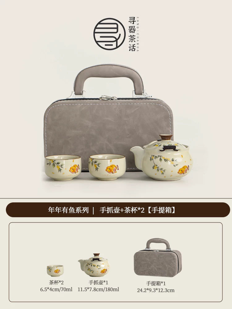 AuraKin Ru Kiln Forbidden City ceramic kung fu tea set gift box