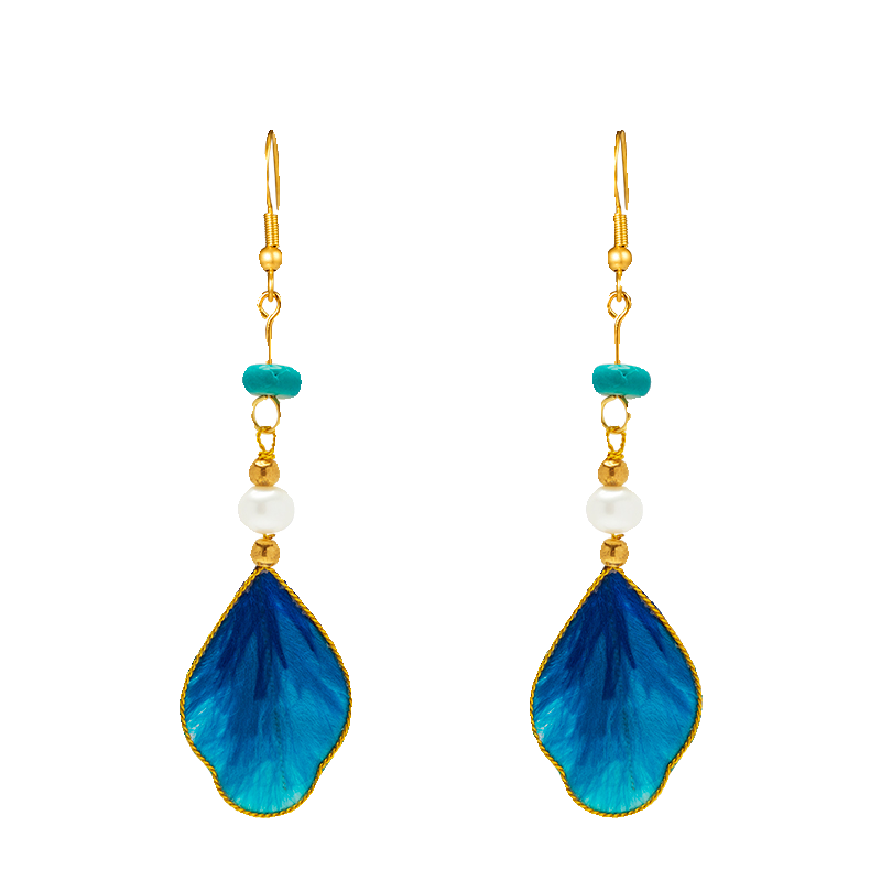 Original intangible cultural heritage velvet petals s925 Tremella hook ancient Hanfu cheongsam new Chinese earrings temperament light luxury