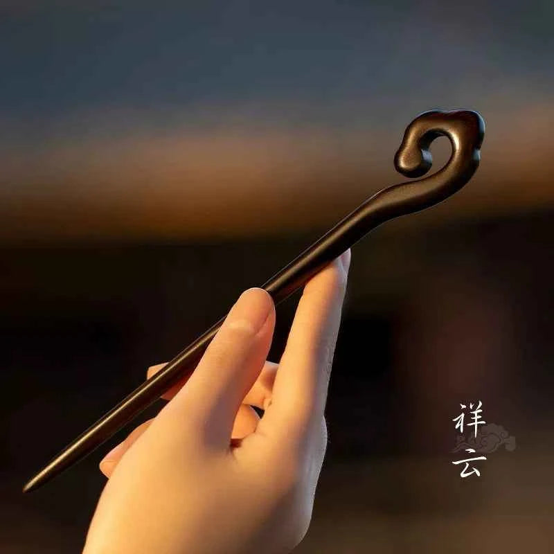 Ebony hairpin, new Chinese style, ancient style, daily hair updo hairpin for women, simple and elegant sandalwood hairpin, wooden plain hairpin