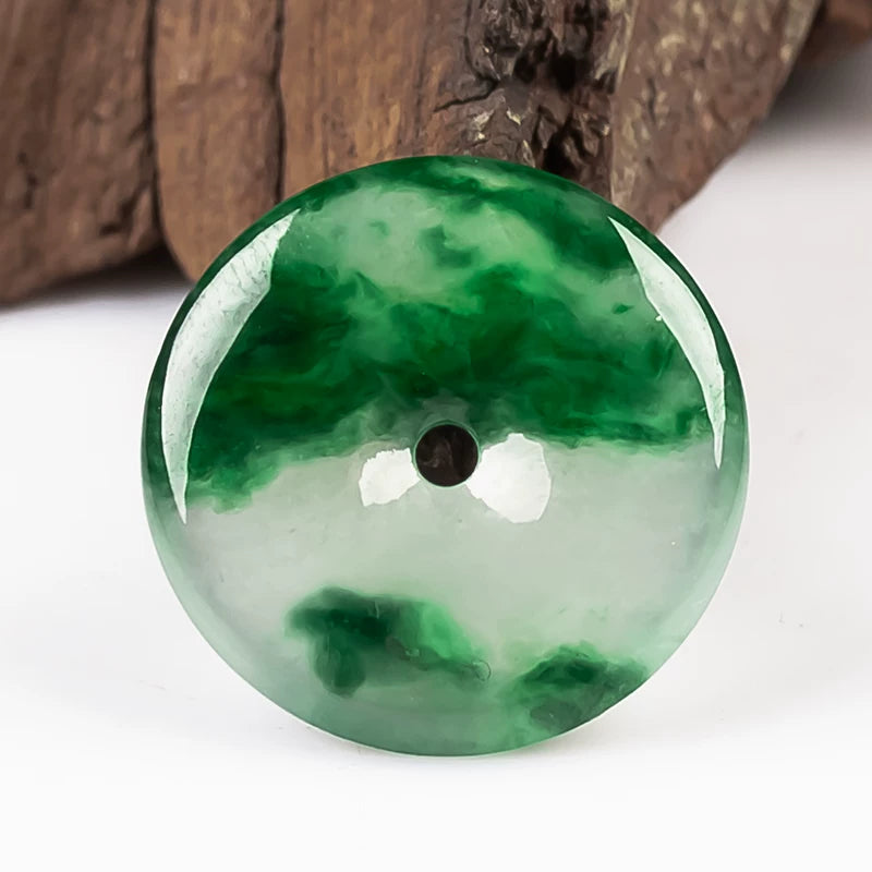 Jade safety buckle pendant, male and female couples, Myanmar natural A goods, flower jade pendant, Hetian jade pendant pendant.