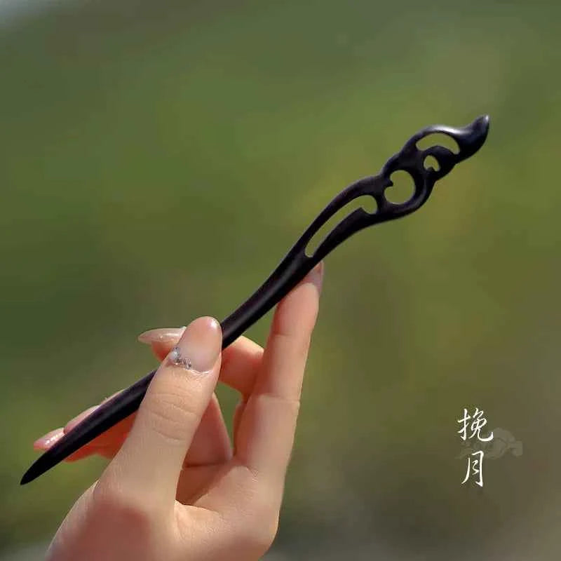 Ebony hairpin, new Chinese style, ancient style, daily hair updo hairpin for women, simple and elegant sandalwood hairpin, wooden plain hairpin