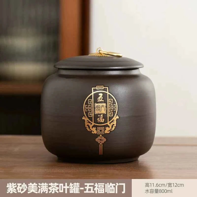 Boutique high-grade purple sand tea cans, tea cans, storage tanks, household moisture-proof sealed cans, Pu'er black tea, white tea, advanced sense