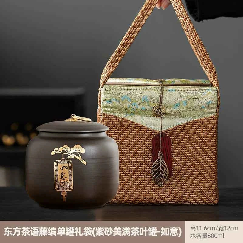 Boutique high-grade purple sand tea cans, tea cans, storage tanks, household moisture-proof sealed cans, Pu'er black tea, white tea, advanced sense