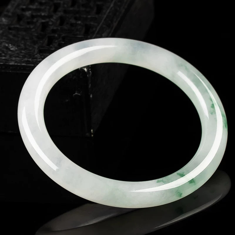 Genuine Myanmar natural jadeite bracelet female jade bracelet jadeite rough stone jade ice glutinous species floating flowers yang green violet