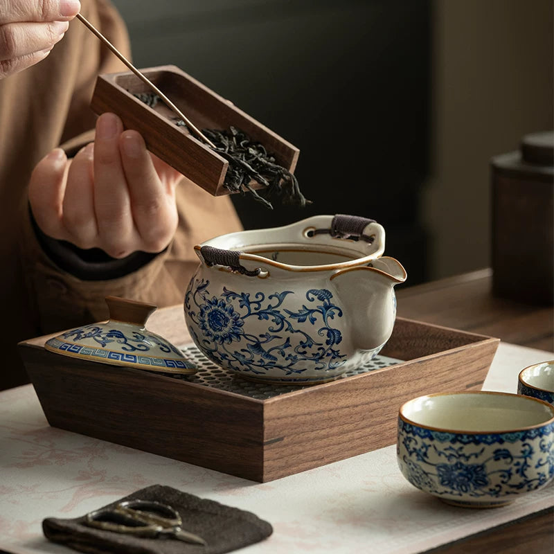 AuraKin Ru Kiln Forbidden City ceramic kung fu tea set gift box