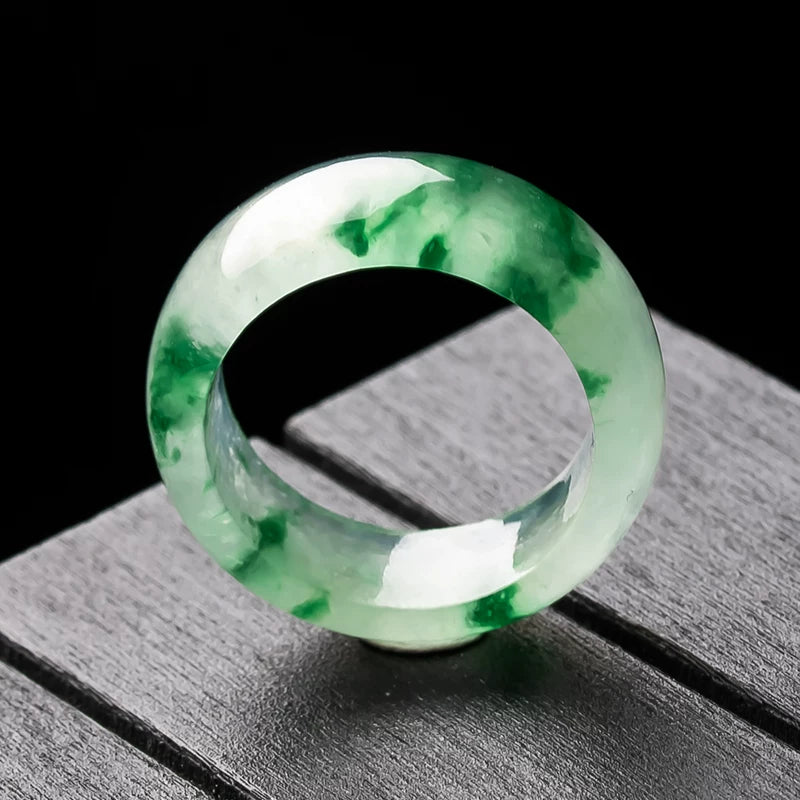 A grade high ice type fluorescent wood snowflake cotton jade ring ring, white ice ring, factory direct sale