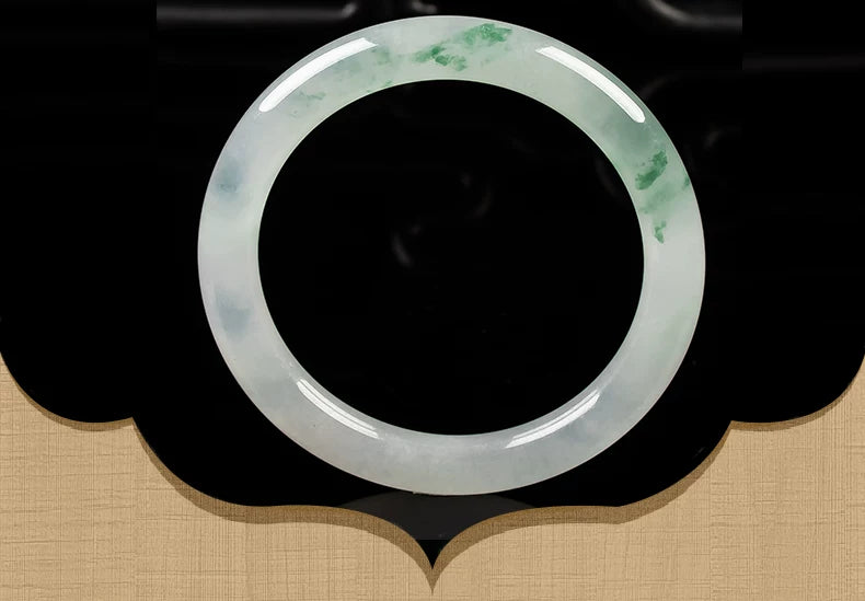 Genuine Myanmar natural jadeite bracelet female jade bracelet jadeite rough stone jade ice glutinous species floating flowers yang green violet