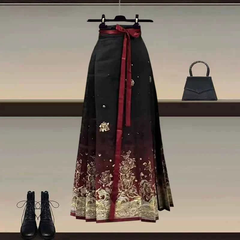 New Chinese style Hanfu skirt women's 2026 early spring new high-end temperament versatile improved horse face skirt