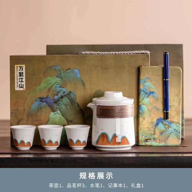 AuraKin travel portable ceramic tea set for outdoor and office tea rituals