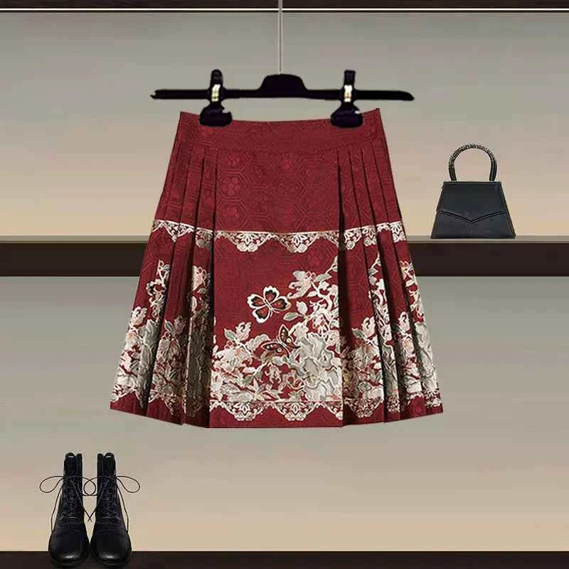 New Chinese style Hanfu skirt women's 2026 early spring new high-end temperament versatile improved horse face skirt