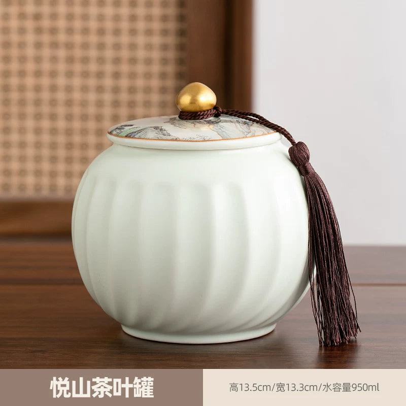 persimmon ruyi persimmon ceramic tea jar sealed jar tea jar storage jar storage jar empty jar household ornament ideas - AuraKin