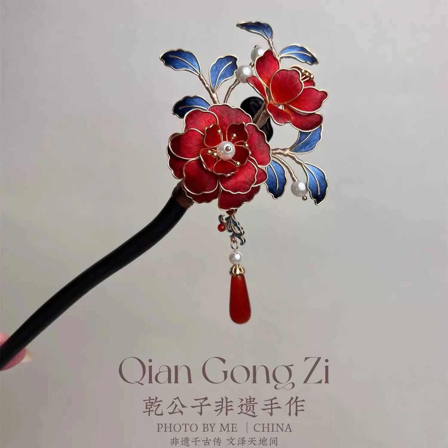 Intangible Cultural Heritage Handmade Silk Edelweiss Pink Red Blue Hairpin Hairpin Hanfu Bridal Hair Accessories Imitation Diancui Wedding