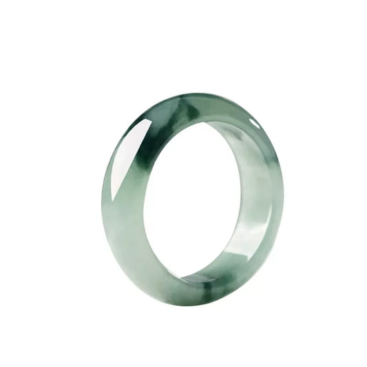 Natural jadeite ring, Myanmar A jade ring, men's and women's flower ring, ice glutinous jadeite ring.
