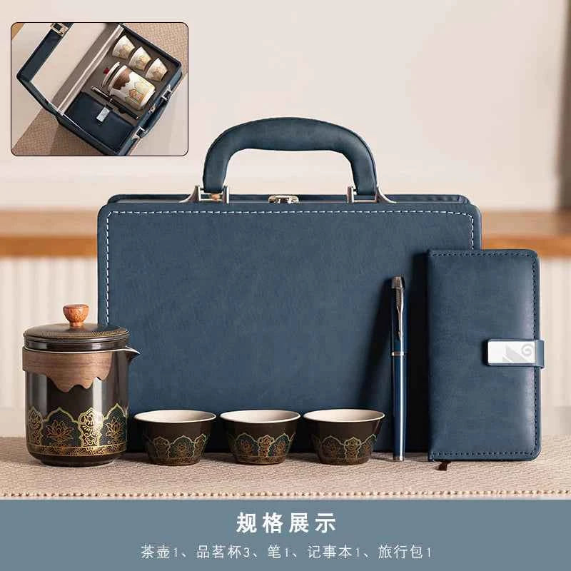 AuraKin travel portable ceramic tea set for outdoor and office tea rituals