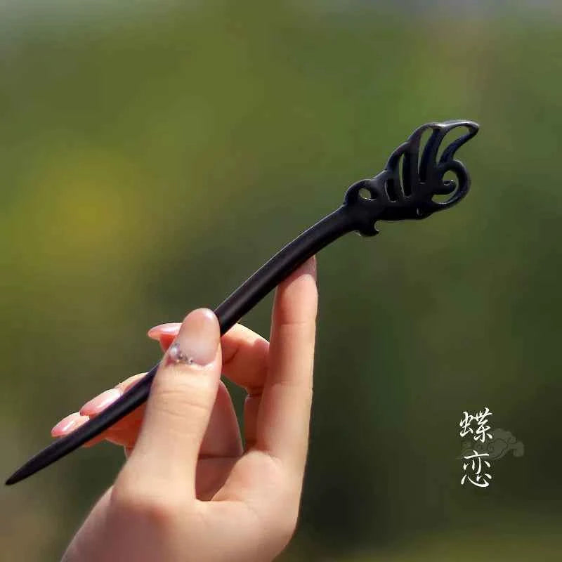 Ebony hairpin, new Chinese style, ancient style, daily hair updo hairpin for women, simple and elegant sandalwood hairpin, wooden plain hairpin