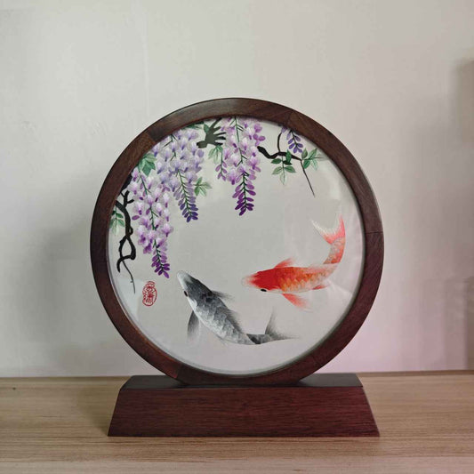 Shu Embroidery New Product Handmade Embroidery Double-sided Embroidery Retro Entrance Ornament Chinese Table Screen Chinese Style Gifts for Foreigners