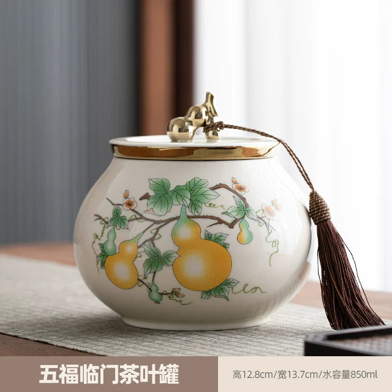 persimmon ruyi persimmon ceramic tea jar sealed jar tea jar storage jar storage jar empty jar household ornament ideas - AuraKin