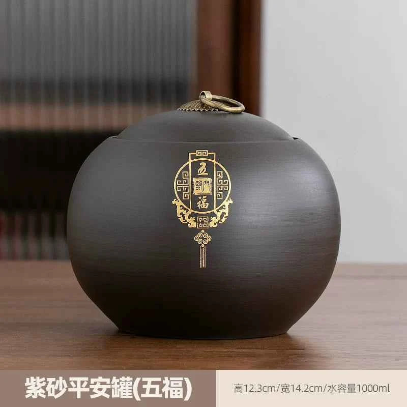 Boutique high-grade purple sand tea cans, tea cans, storage tanks, household moisture-proof sealed cans, Pu'er black tea, white tea, advanced sense