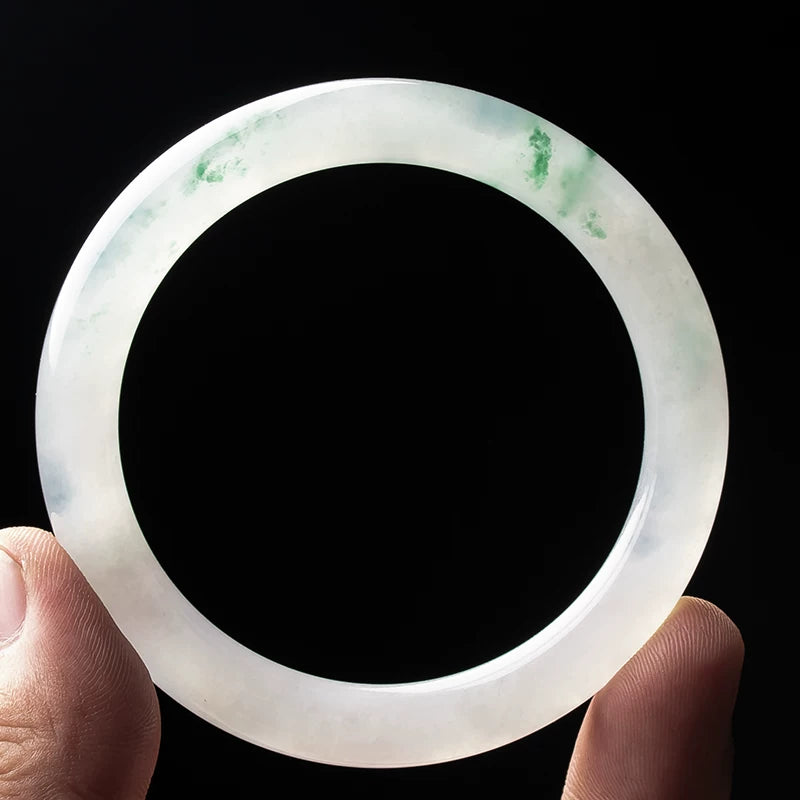 Genuine Myanmar natural jadeite bracelet female jade bracelet jadeite rough stone jade ice glutinous species floating flowers yang green violet