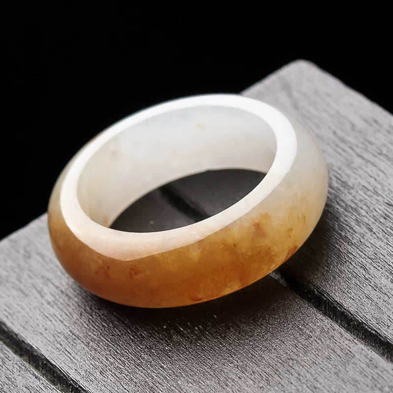 Jadeite ring, natural grade A, yellow jadeite, red jadeite ring, men's ice-type floral ring, black cocktail ring, jade ring for women